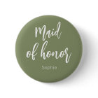 Maid of Honor Sage Green Wedding Button