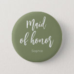 Maid Of Honor Sage Green Wedding Button at Zazzle