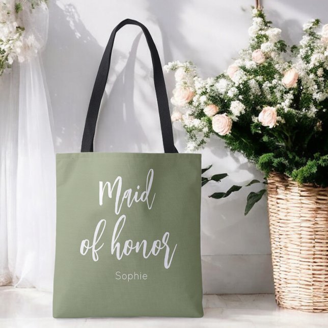 Maid of Honor Sage Green Wedding  Tote Bag (Creator Uploaded)