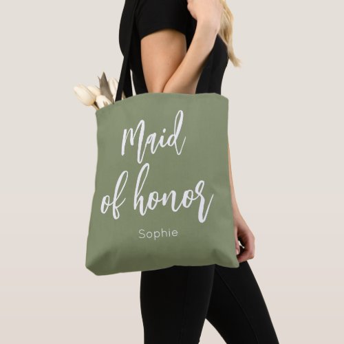 Maid of Honor Sage Green Wedding  Tote Bag