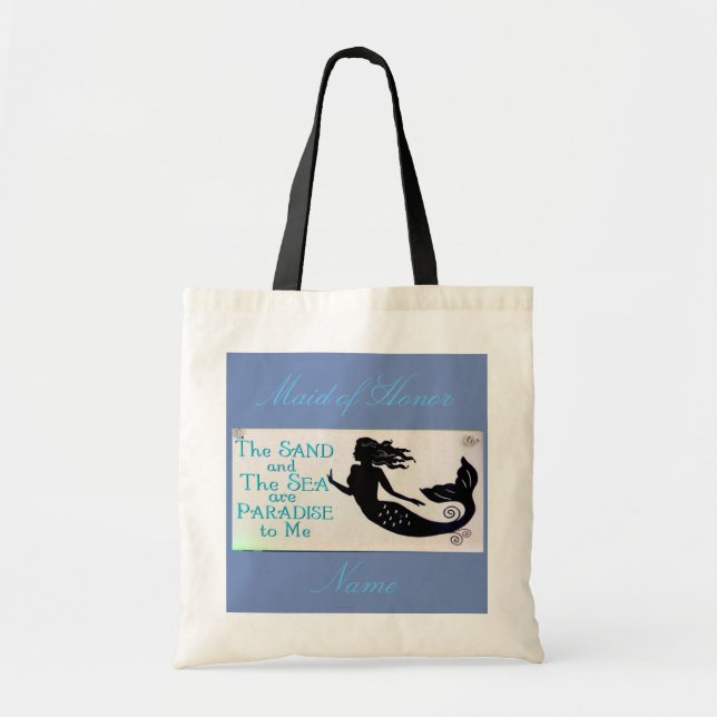 Maid of Honor sand and sea mermaid blue Tote Bag (Front)