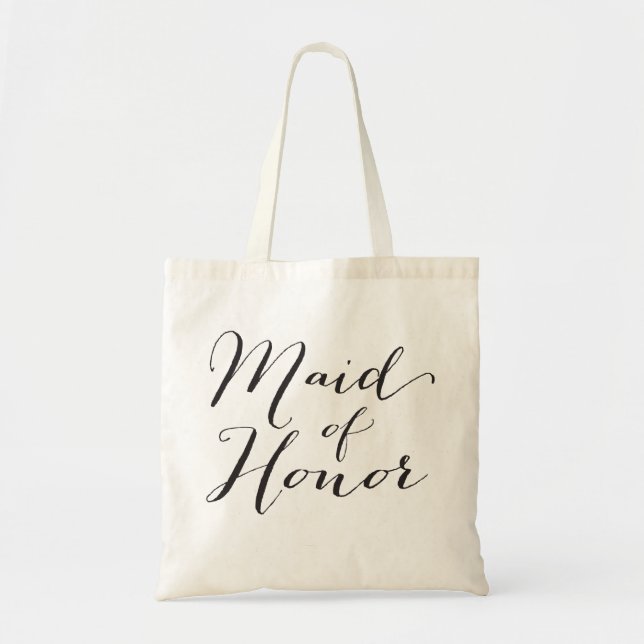Maid of Honor Script Bridal Party Wedding Tote Bag (Front)