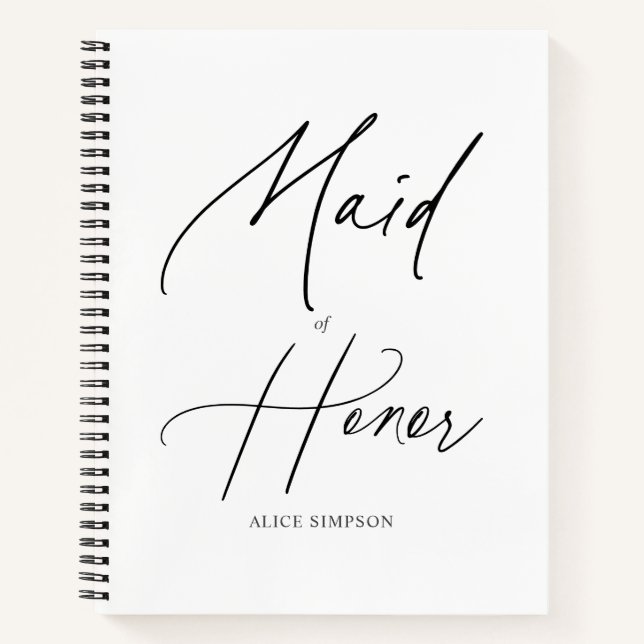 Maid Of Honor Script Handwriting Notebook (Front)
