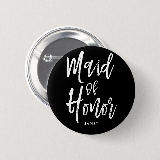 Maid of Honor| Script Style Custom Wedding Button (Front & Back)