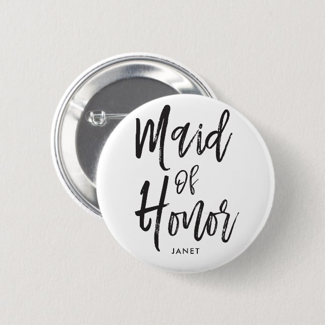 Maid of Honor| Script Style Custom Wedding Button (Front & Back)