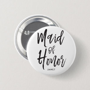 Maid of Honor  Script Style Custom Wedding Button