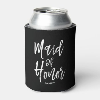 Maid Of Honor| Script Style Custom Wedding Can Cooler by colorjungle at Zazzle