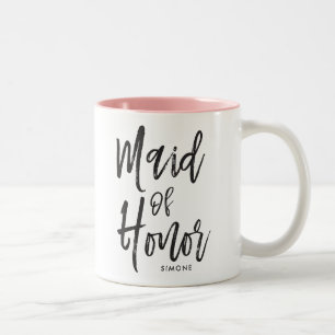 Maid of Honor  Script Style Custom Wedding Two-Tone Coffee Mug
