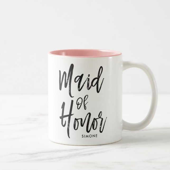 Maid of Honor| Script Style Custom Wedding Two-Tone Coffee Mug (Right)