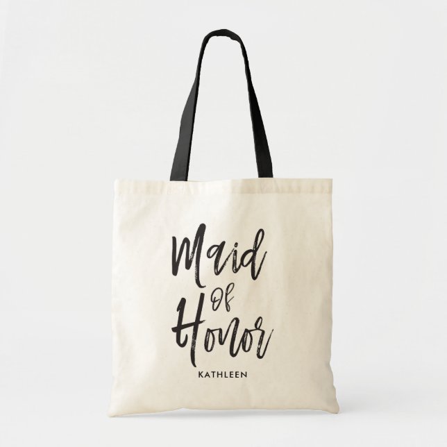 Maid of Honor | Script Style Customized Wedding Tote Bag (Front)