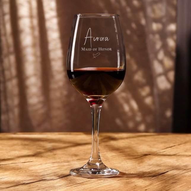 Maid of Honor Signature Handwritten Luxury Wine Glass (Creator Uploaded)