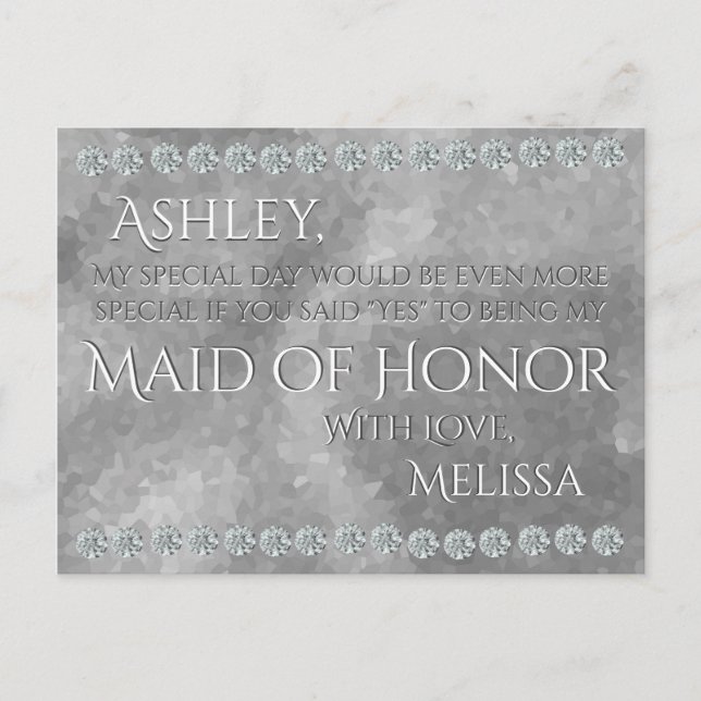 Maid of Honor - Silver & Diamonds Postcard (Front)