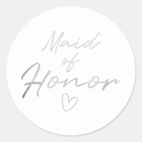 Maid of Honor _ Silver faux foil sticker