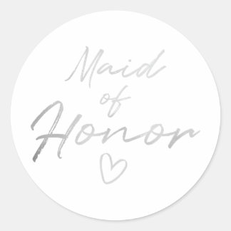 Maid of Honor - Silver faux foil sticker