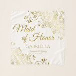 Maid of Honor Simple Chic Gold Filigree Wedding Scarf<br><div class="desc">This beautiful chiffon scarf is designed as a wedding gift or favor for the Maid of Honor. Designed to coordinate with our Gold Foil Elegant Wedding Suite, it features an ornate floral gold faux foil flourish border with the text "Maid of Honor" as well as a place to enter her...</div>