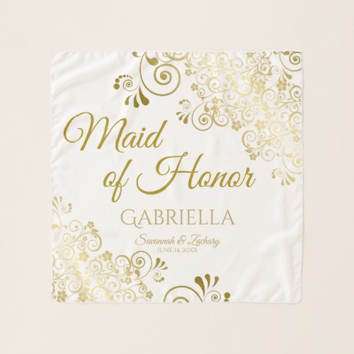 Maid of Honor Simple Chic Gold Filigree Wedding Scarf