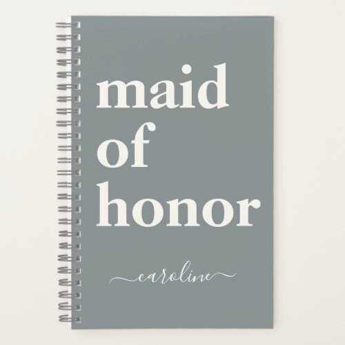 Maid of Honor Simple Minimalist Modern Name Silver Notebook