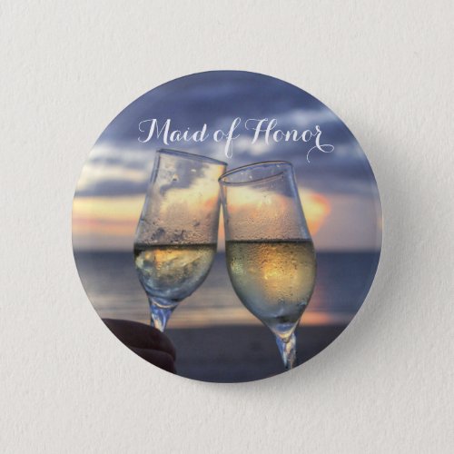 Maid Of Honor Sunset On The Beach Wedding Buttons