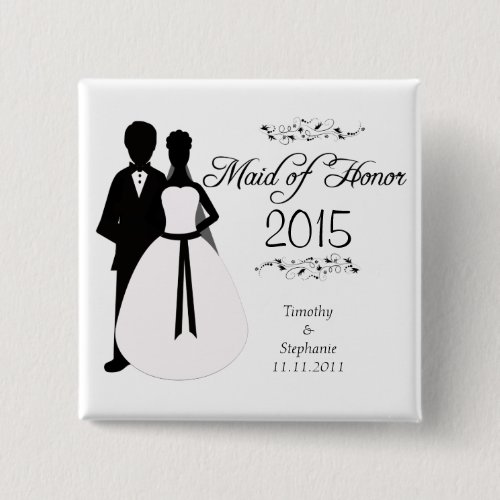 Maid of honor swirls wedding favor pinback button