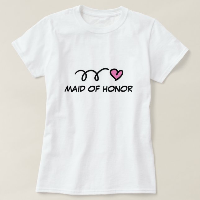 Maid of honor t shirt with pink heart (Design Front)