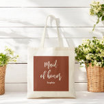 Maid of Honor Terracotta Brown Tote Bag<br><div class="desc">Maid of Honor Terracotta Tote Bag in Brown and White for Wedding,  Bridal Party,  Bridal Shower,  Bachelorette Party. Check out more products with this design in the collection below.</div>