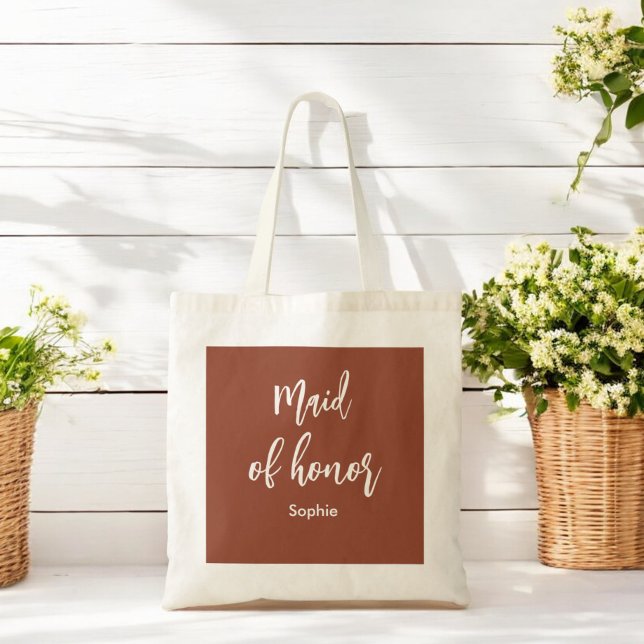 Maid of Honor Terracotta Brown Tote Bag (Creator Uploaded)