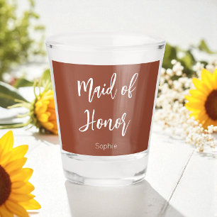 Maid of Honor Terracotta Brown Wedding Shot Glass
