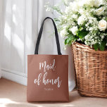 Maid of Honor Terracotta Brown Wedding  Tote Bag<br><div class="desc">Maid of Honor Terracotta Tote Bag in Brown and White for Wedding,  Bridal Party,  Bridal Shower,  Bachelorette Party. Check out more products with this design in the collection below.</div>