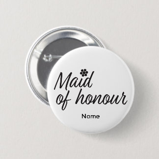 Maid of honor text and Flowers Button