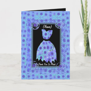 MAID OF HONOR Thank You - BLUE Gown Lace Trim Card
