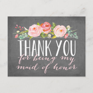 Maid of Honor Thank You   Bridesmaid Card