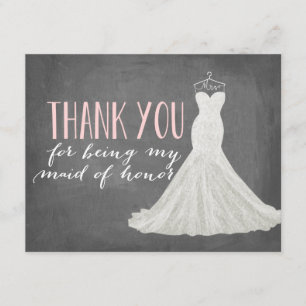 Maid Of Honor Thank You   Bridesmaid Card