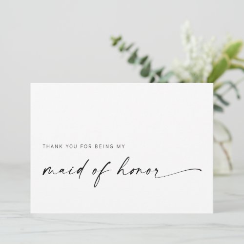 Maid of Honor Thank You Card  Modern Minimalist