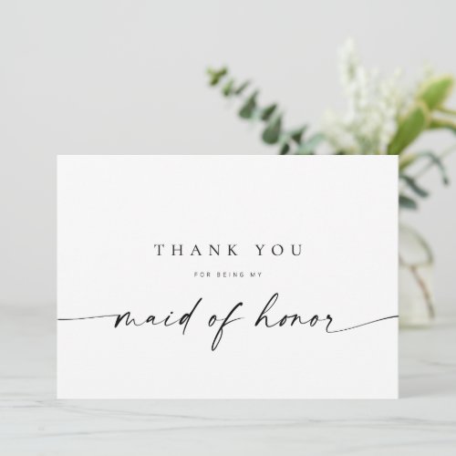 Maid of Honor Thank You Card  Modern Minimalist