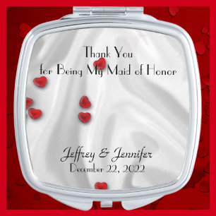 Maid of Honor Thank You Hearts Compact Mirror