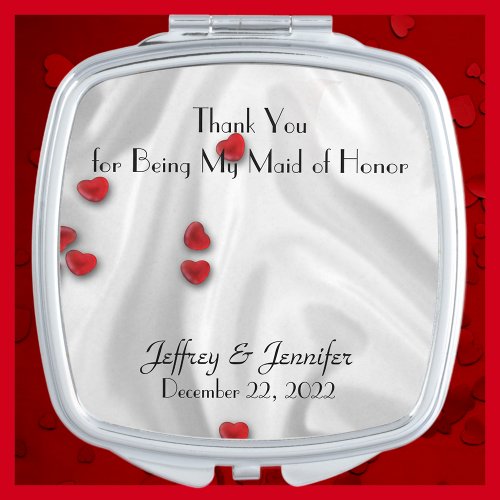 Maid of Honor Thank You Hearts Compact Mirror