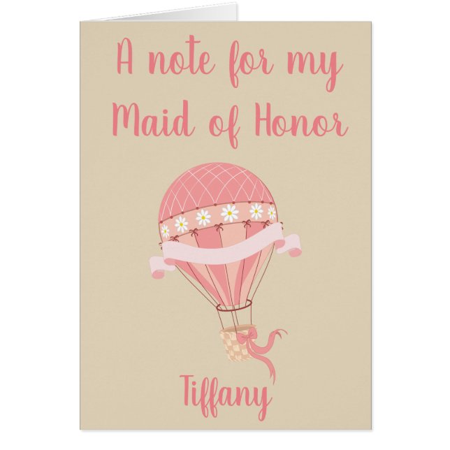 Maid of Honor Thank you note hot air balloon (Front)