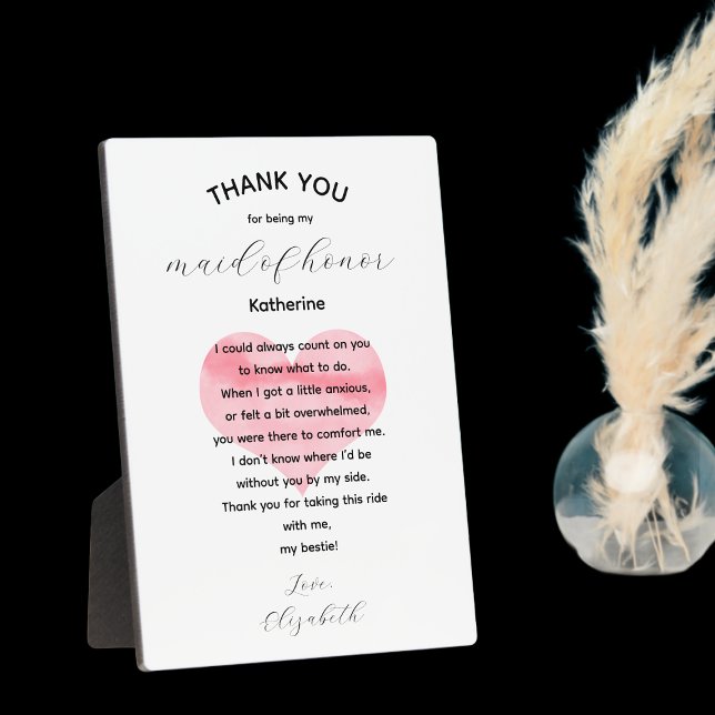 Maid of Honor Thank You Plaque Poem (Creator Uploaded)