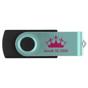 Maid of Honor Tiara & Mustache USB Silver, Black Flash Drive