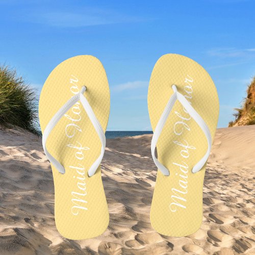 Maid of Honor Trendy Buttercup Yellow Color Flip Flops