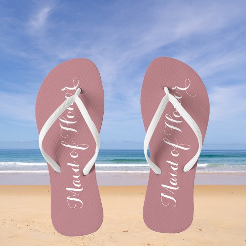 Maid of Honor Trendy Dusty Rose Color Flip Flops