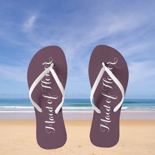 Maid of Honor Trendy Eggplant Color Flip Flops