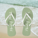 Maid of Honor Trendy Sage Green Color Flip Flops<br><div class="desc">Gift your wedding bridesmaids with these stylish Maid of Honor flip flops that are a trendy,  sage green color along with white,  stylized script to complement your similar wedding color scheme. Select foot size along with other options. You may customize your flip flops to change color to your desire.</div>