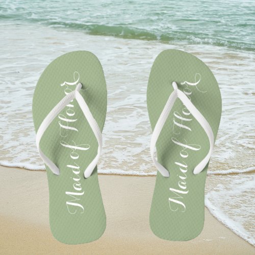 Maid of Honor Trendy Sage Green Color Flip Flops