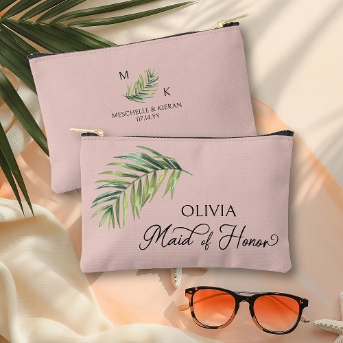 Maid of Honor Tropical Palm Leaf Any Color Accessory Pouch