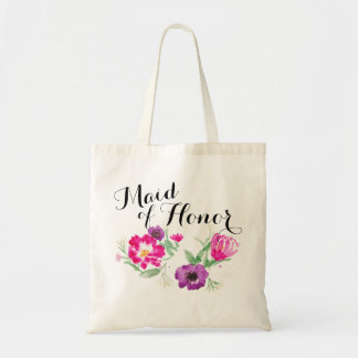 Maid of Honor Watercolor Flowers Tote
