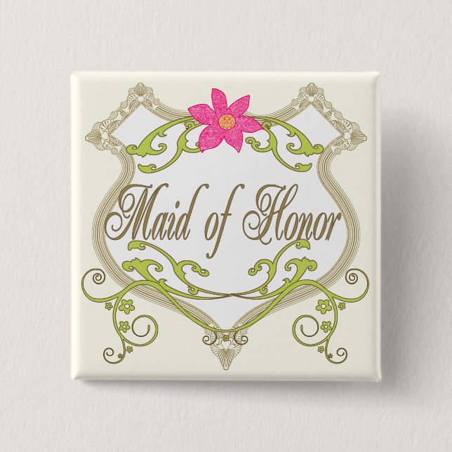 Maid of Honor Wedding Badges Pinback Button (Front)