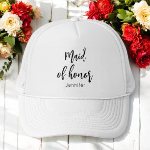 Maid of Honor Wedding Black White Trucker Hat
