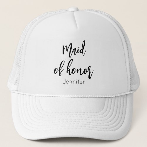 Maid of Honor Wedding Black White  Trucker Hat