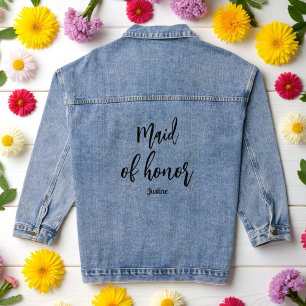 Maid of Honor Wedding Bridal Shower Denim Jacket